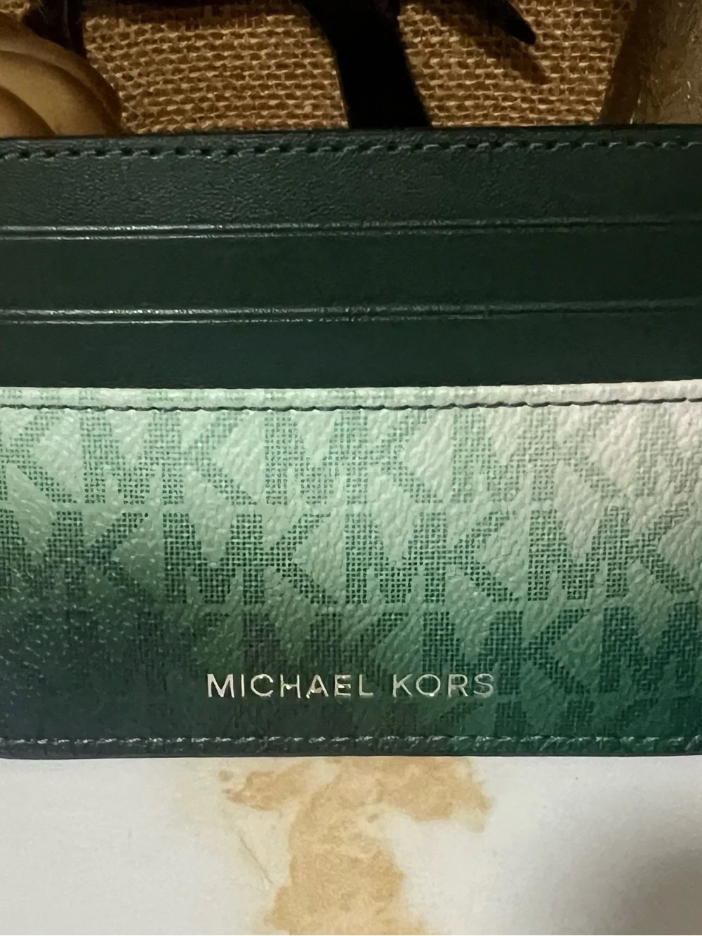 Michael Kors Dark Green to Mint Gradient Card Holder